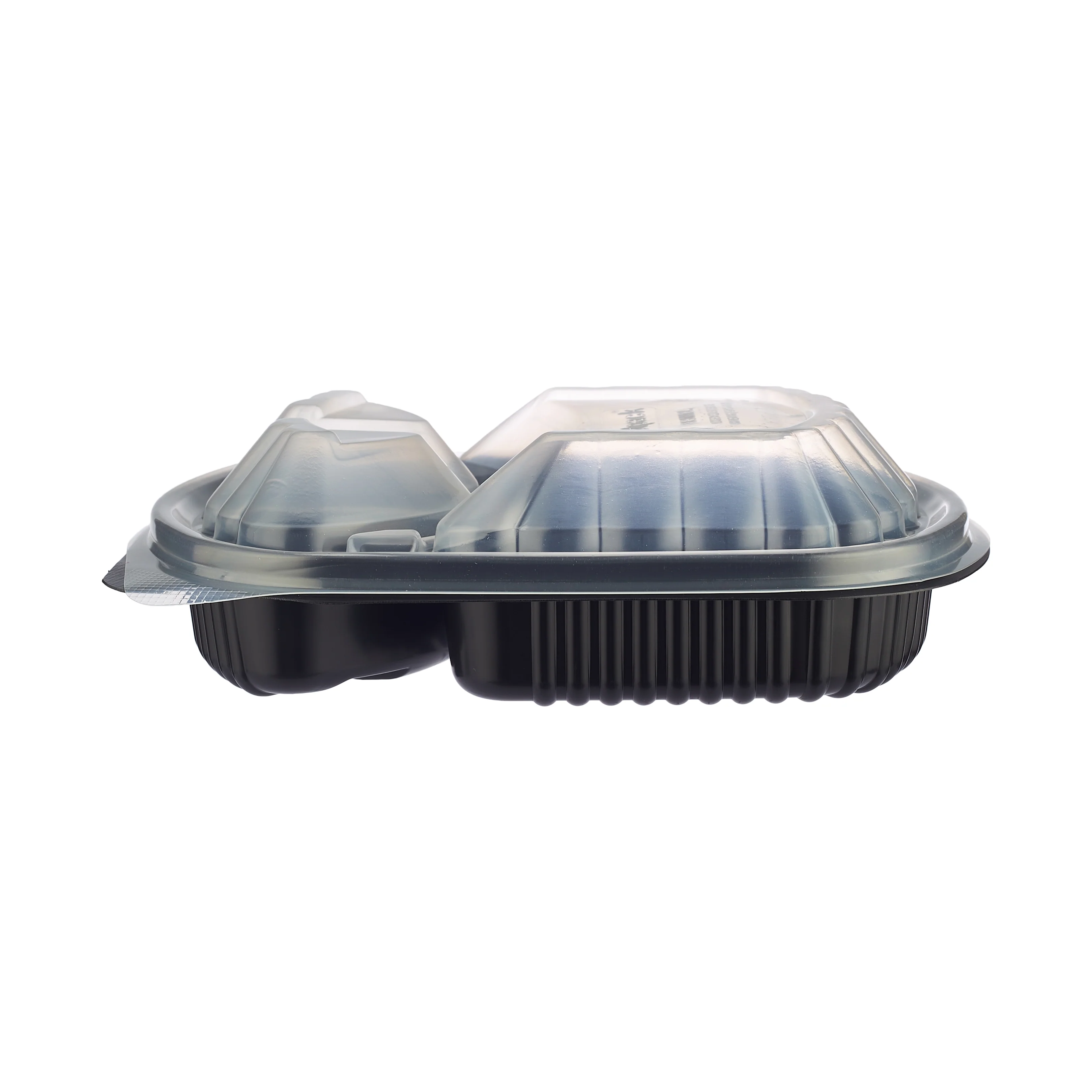 250 Pieces Black Base Rectangular 3-Compartment Container Lids Only - Image 3