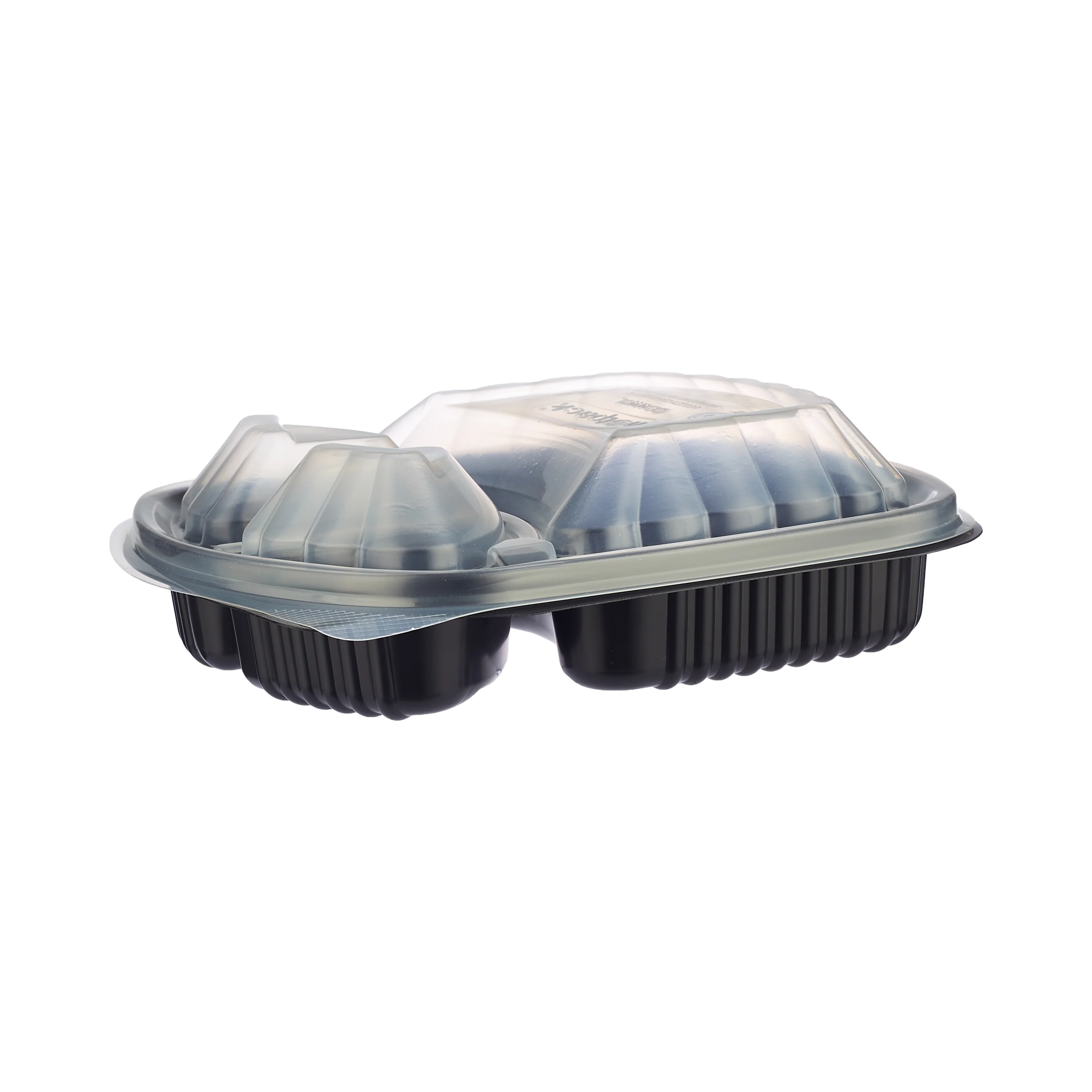 250 Pieces Black Base Rectangular 3-Compartment Container Lids Only - Image 4